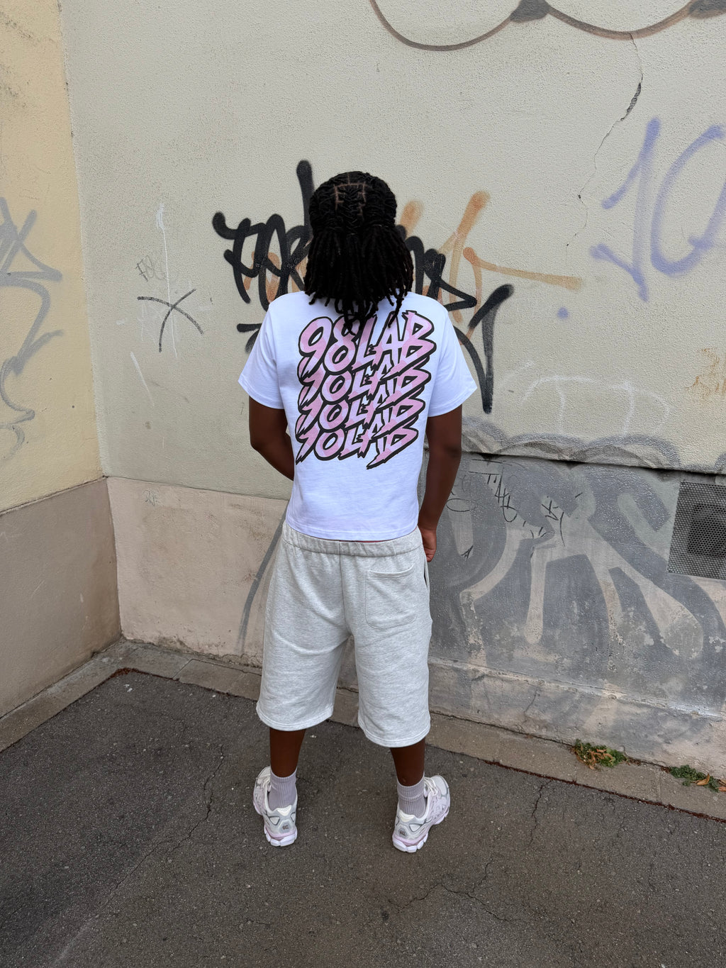 98LAB WHITE/PINK CAMO GRAPHIC TEE