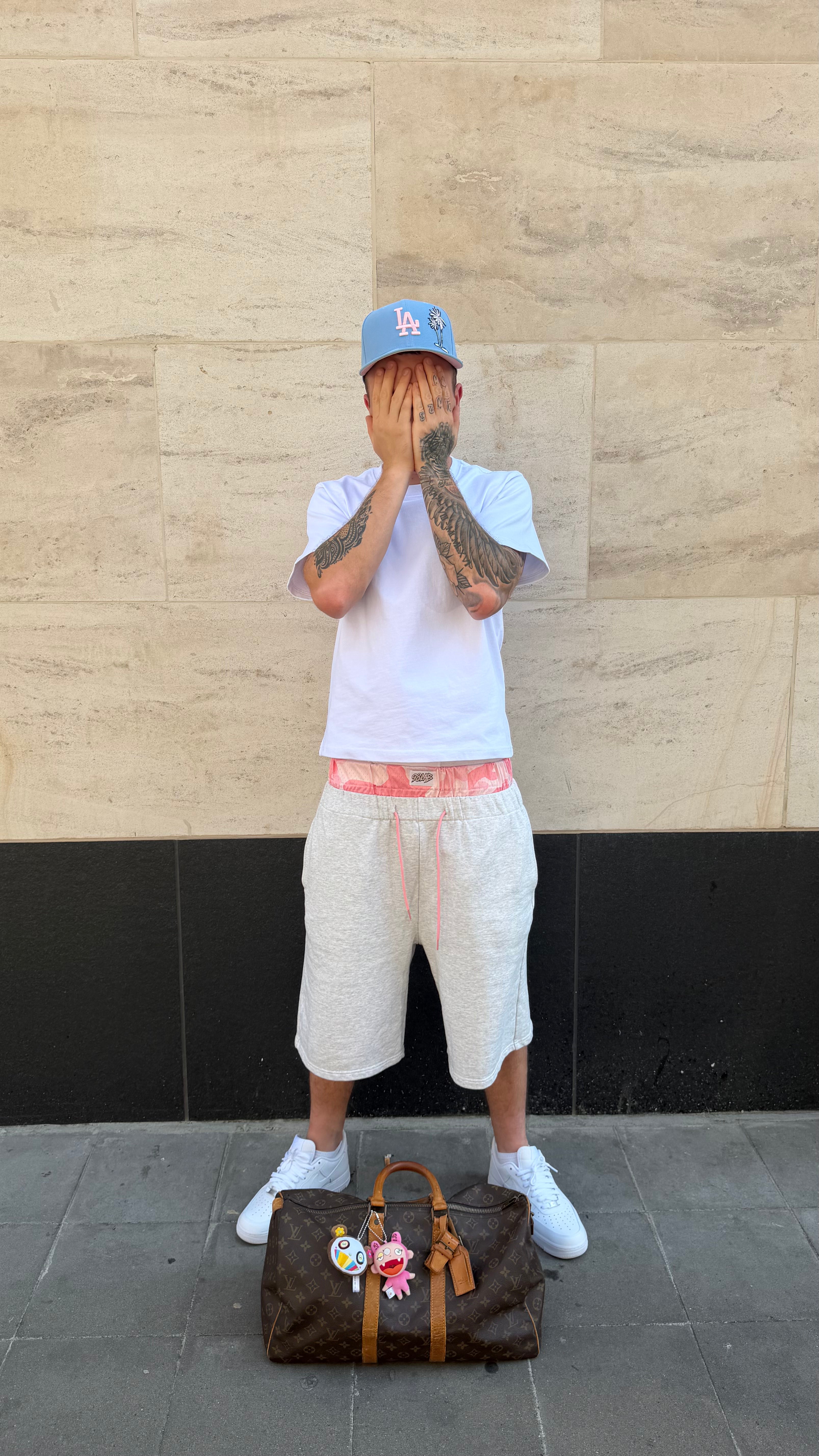 SHORT CAMOUFLAGE DOUBLE TAILLE 98LAB GRIS/ROSE