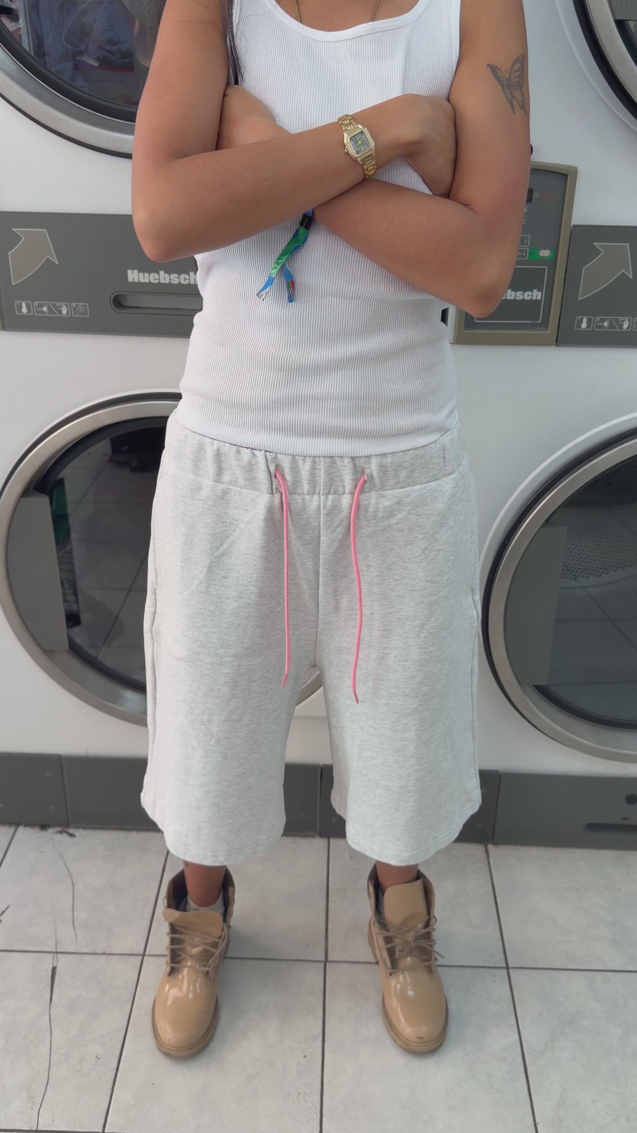 SHORT CAMOUFLAGE DOUBLE TAILLE 98LAB GRIS/ROSE